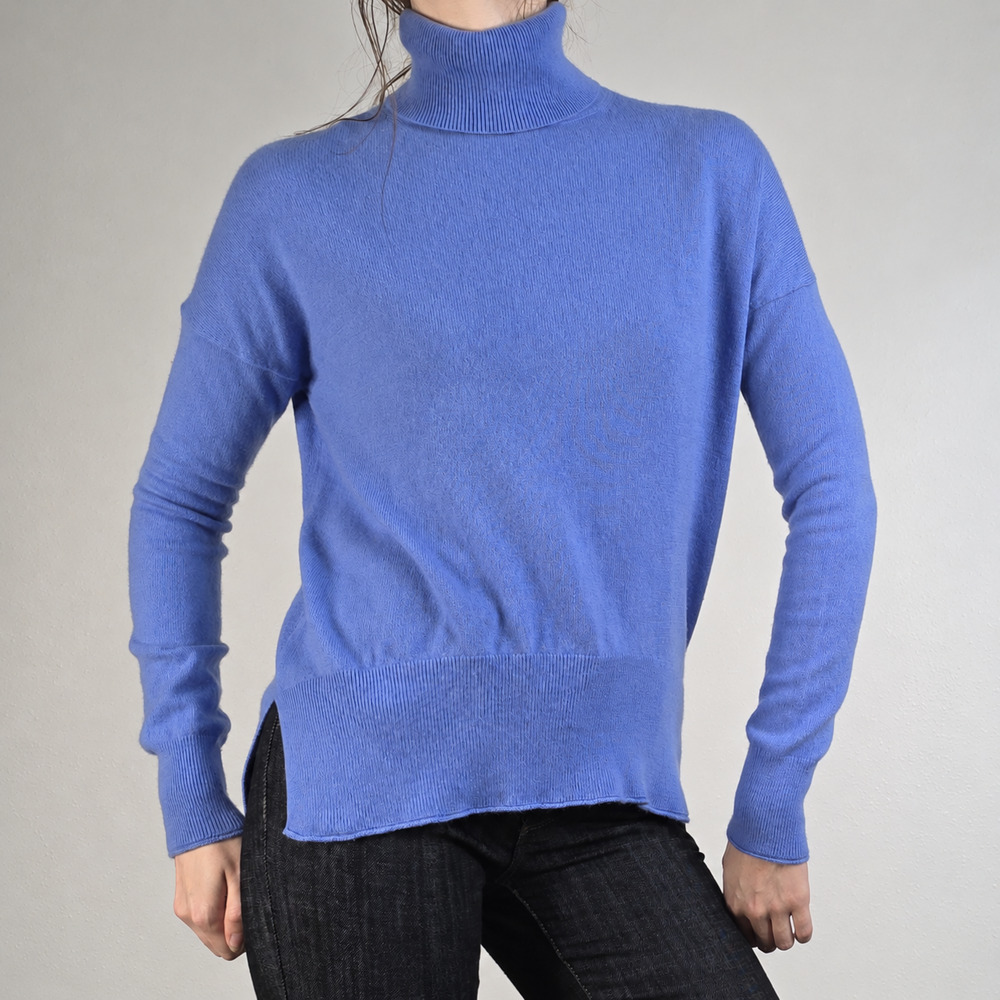 Theory Cashmere Sweater Karenia Turtleneck P XS Minimalist Quiet Luxury Blue